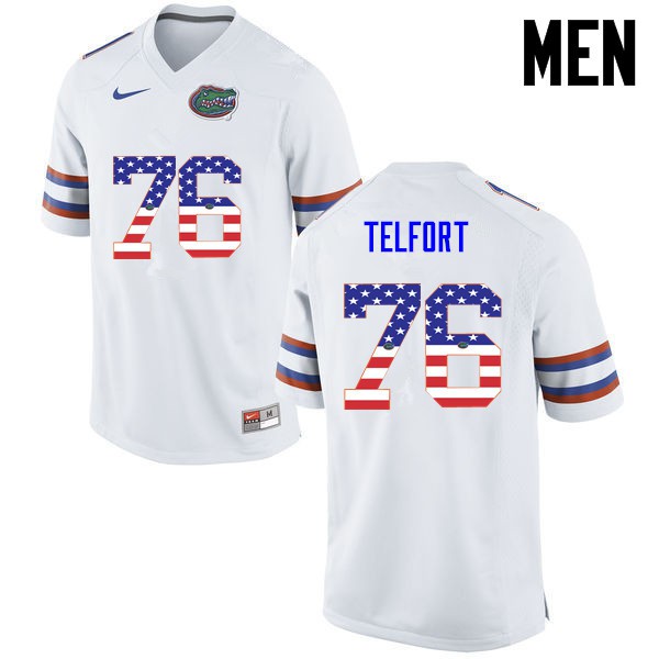 Florida Gators Men #76 Kadeem Telfort College Football Jersey USA Flag Fashion White